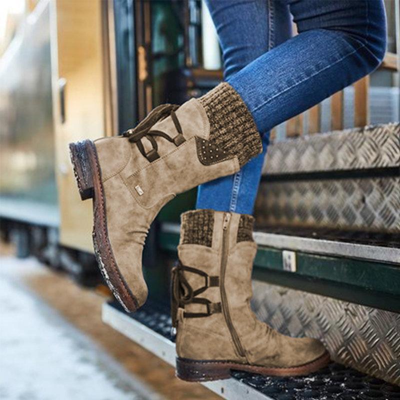 Damen-Raffstiefel zum Schnüren