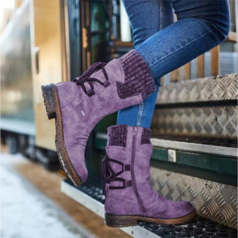 Damen-Raffstiefel zum Schnüren
