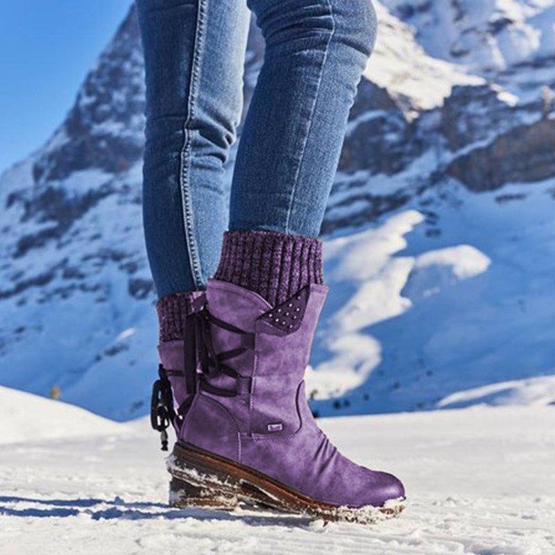 Damen-Raffstiefel zum Schnüren