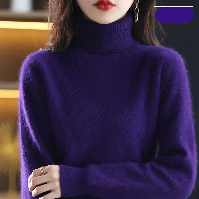 Damen-Rollkragenpullover aus 100 % reinem Kaschmir für kaltes Wetter