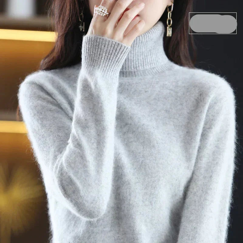 Damen-Rollkragenpullover aus 100 % reinem Kaschmir für kaltes Wetter