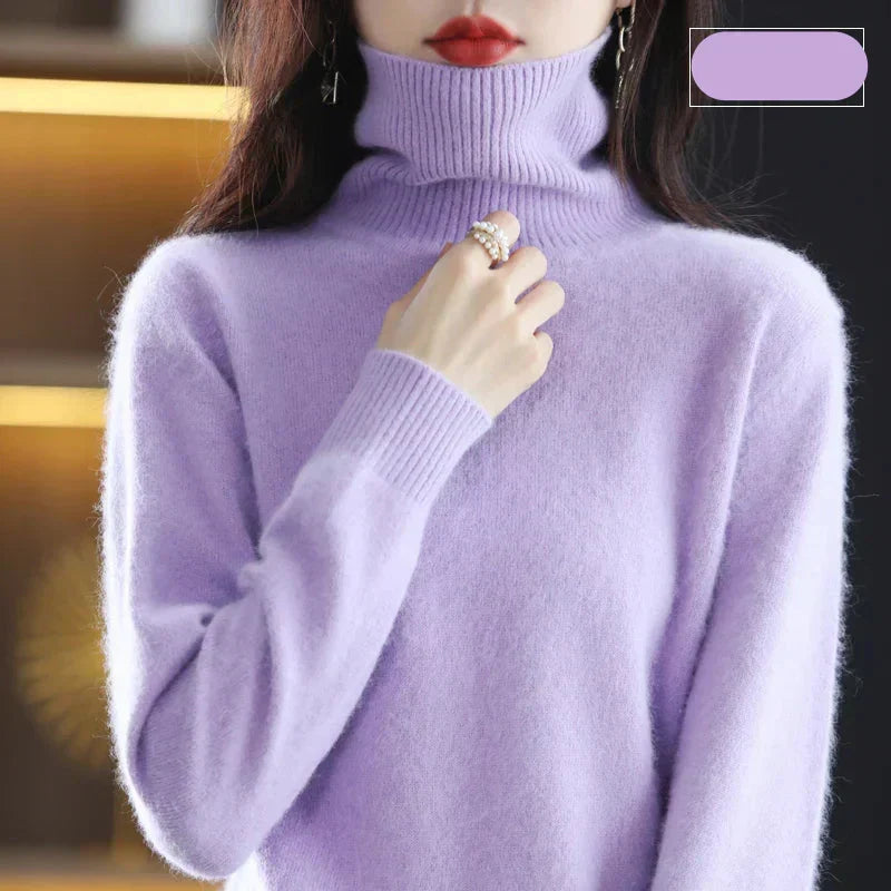 Damen-Rollkragenpullover aus 100 % reinem Kaschmir für kaltes Wetter