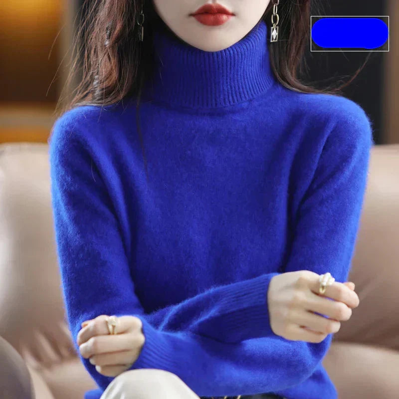 Damen-Rollkragenpullover aus 100 % reinem Kaschmir für kaltes Wetter
