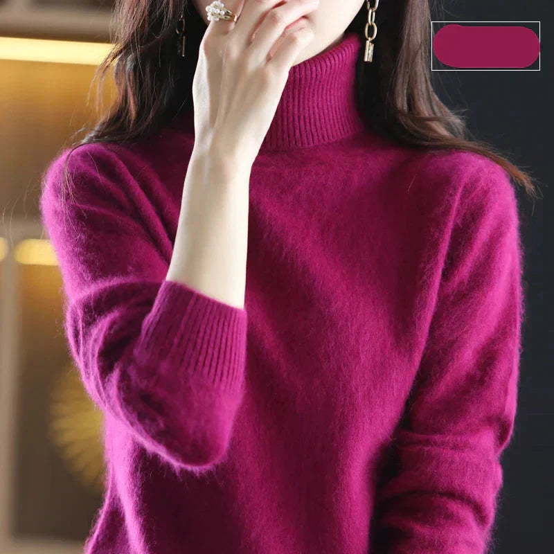 Damen-Rollkragenpullover aus 100 % reinem Kaschmir für kaltes Wetter