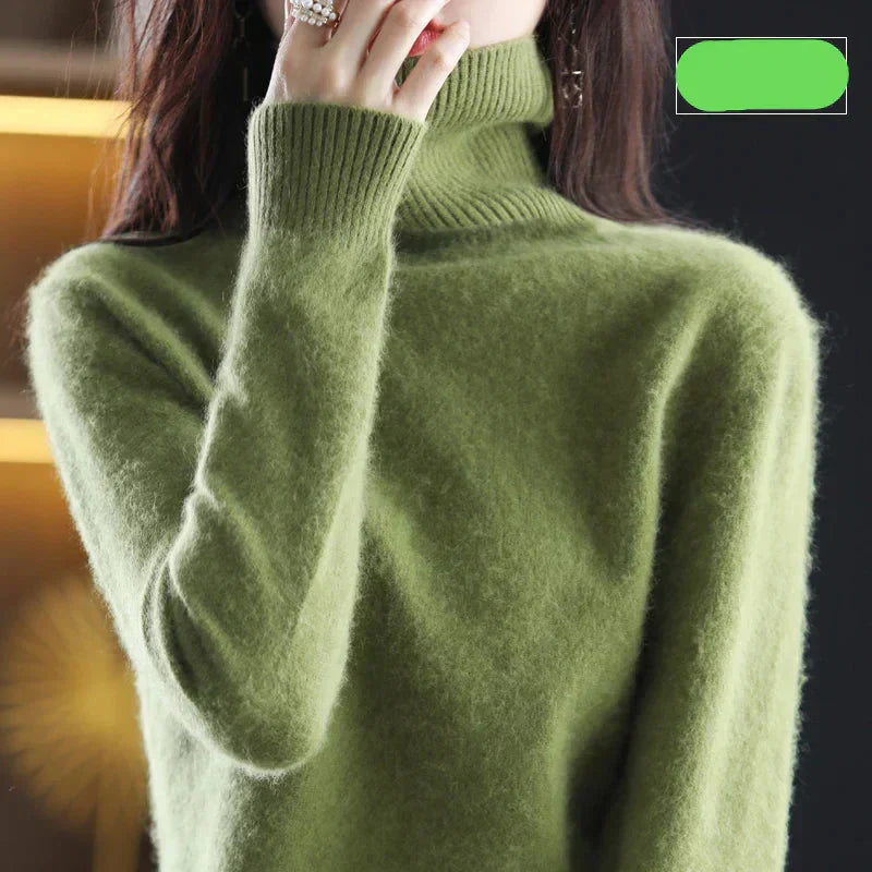 Damen-Rollkragenpullover aus 100 % reinem Kaschmir für kaltes Wetter