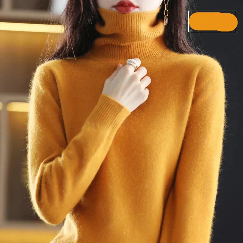 Damen-Rollkragenpullover aus 100 % reinem Kaschmir für kaltes Wetter
