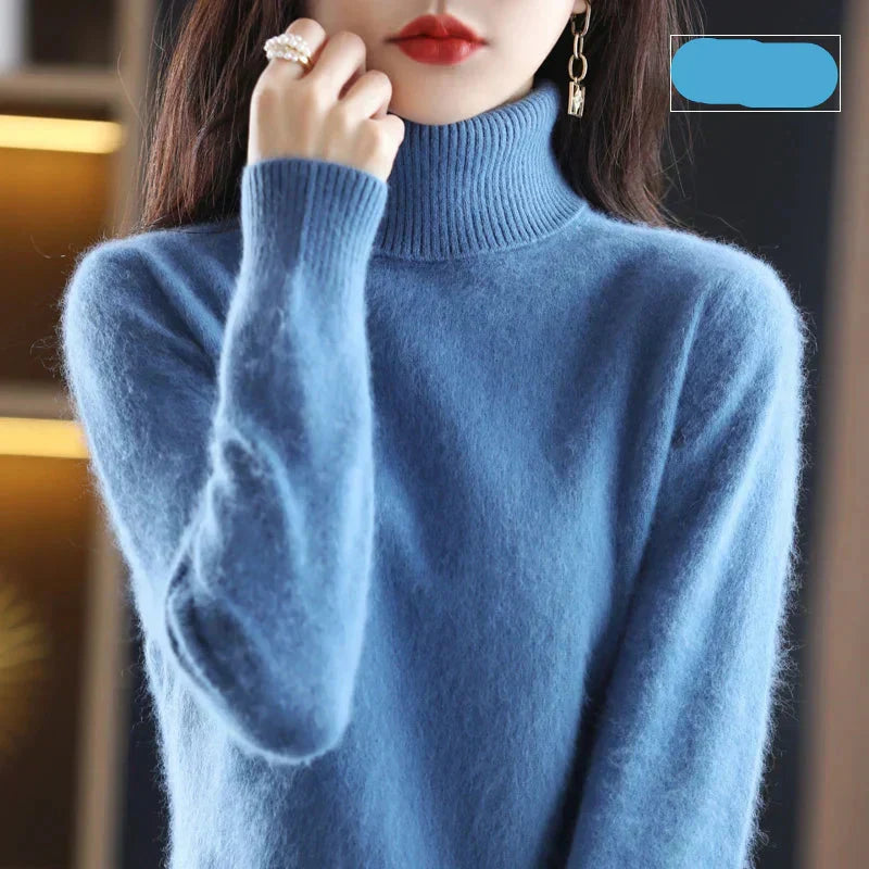 Damen-Rollkragenpullover aus 100 % reinem Kaschmir für kaltes Wetter