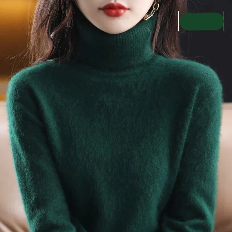 Damen-Rollkragenpullover aus 100 % reinem Kaschmir für kaltes Wetter