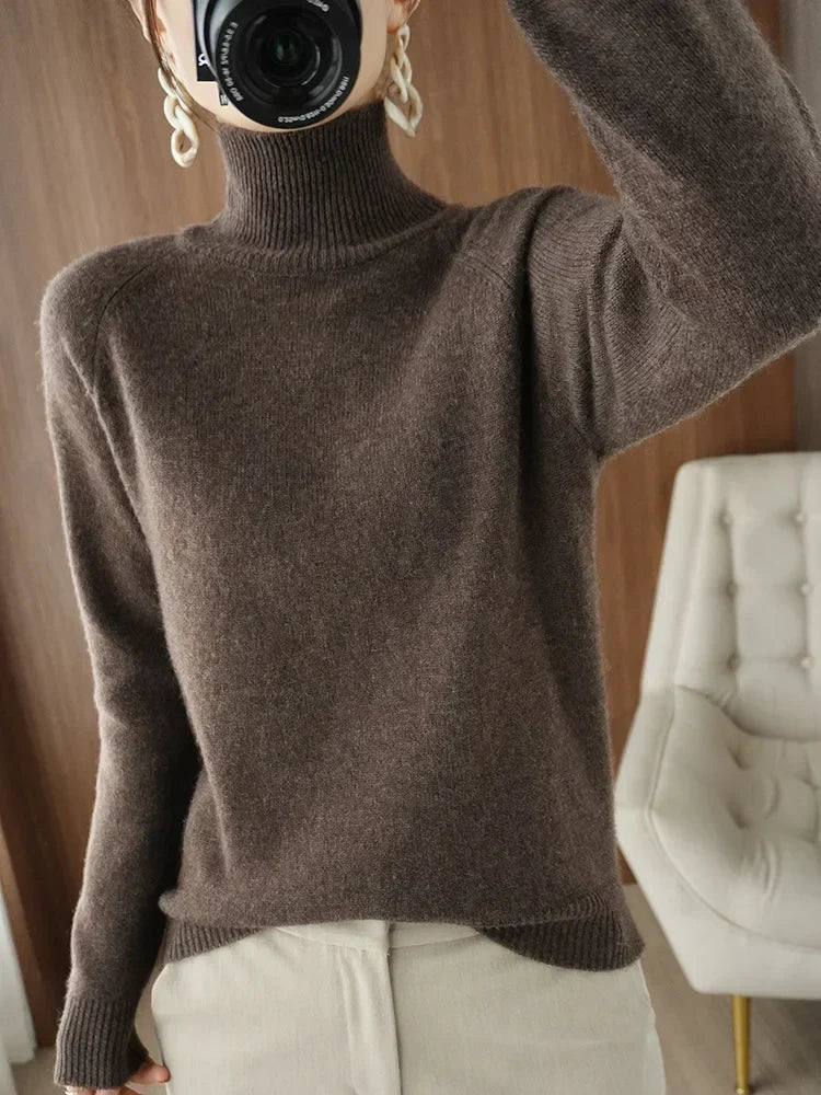 Damen-Rollkragenpullover aus weicher Merinowolle