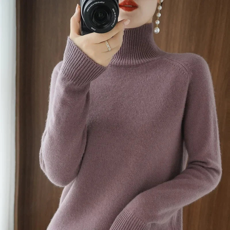 Damen-Rollkragenpullover aus weicher Merinowolle