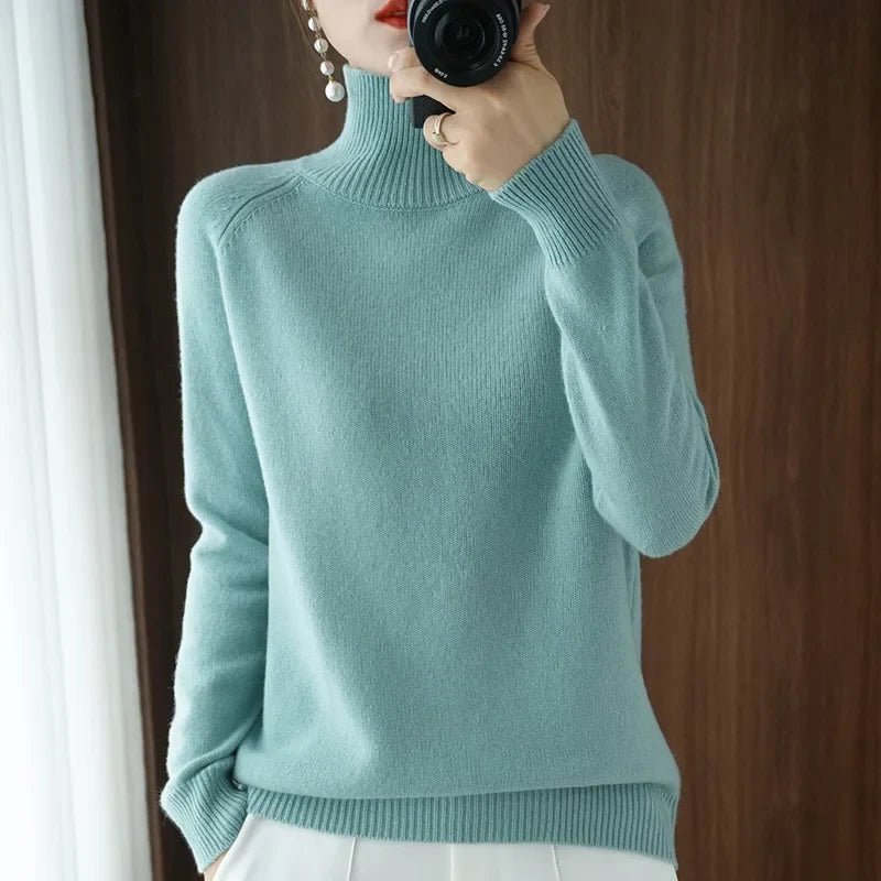 Damen-Rollkragenpullover aus weicher Merinowolle