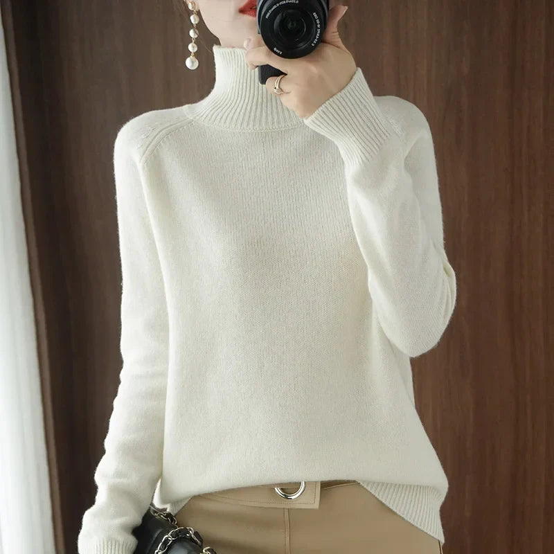 Damen-Rollkragenpullover aus weicher Merinowolle
