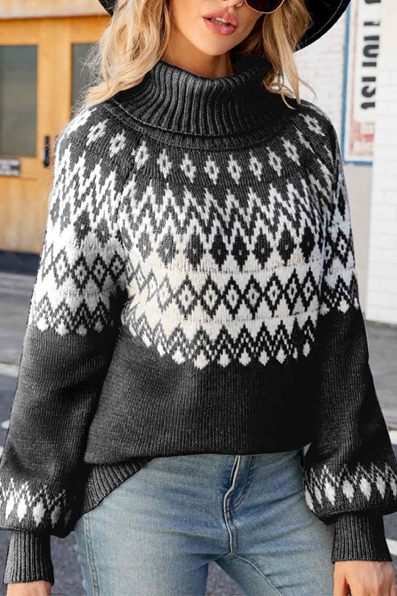 Damen-Rollkragenpullover mit Fair-Isle-Muster