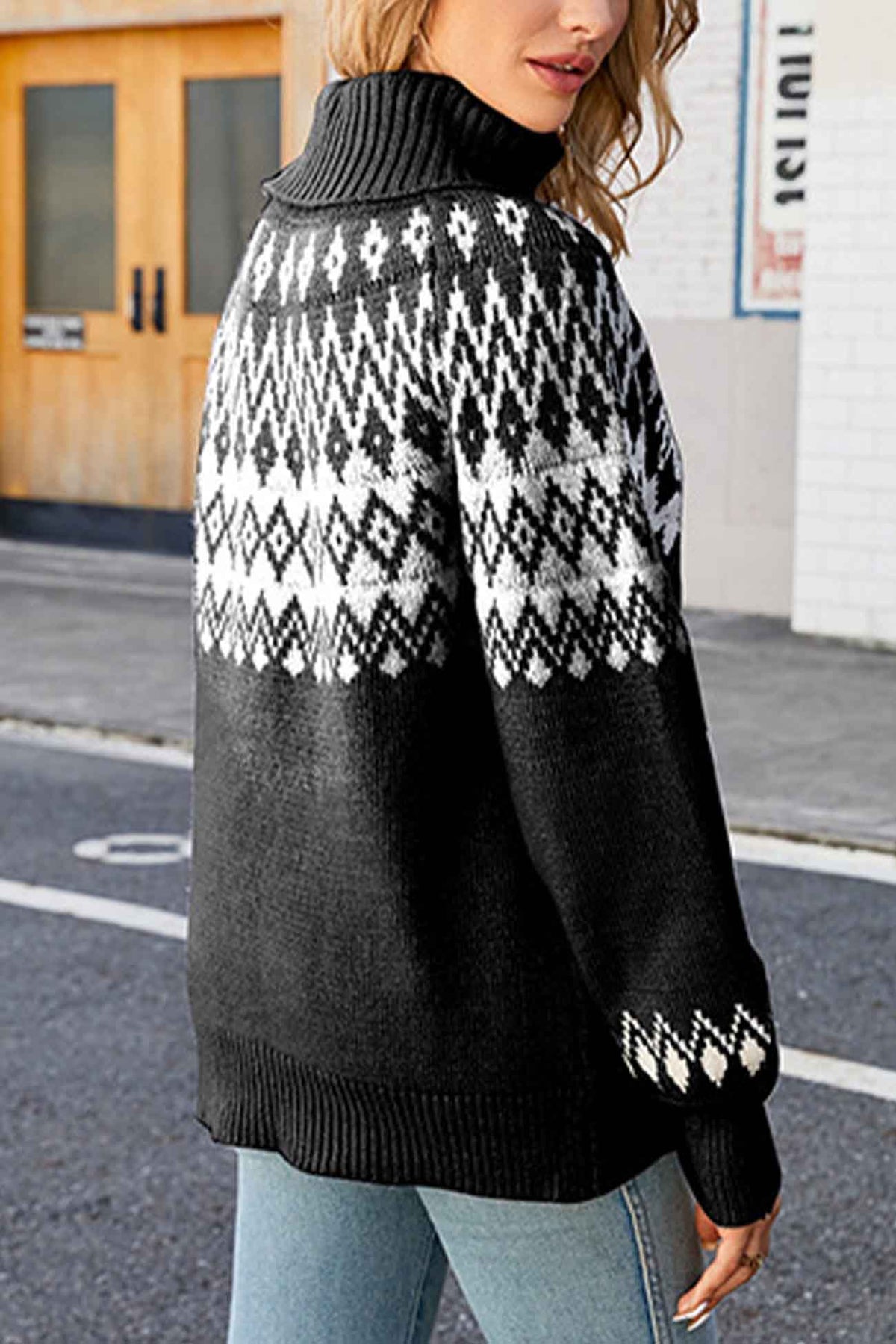 Damen-Rollkragenpullover mit Fair-Isle-Muster