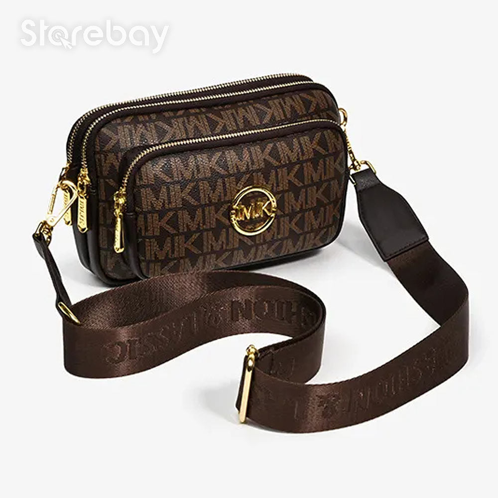 Damen-Schultertasche mit Monogramm und Kettendetail