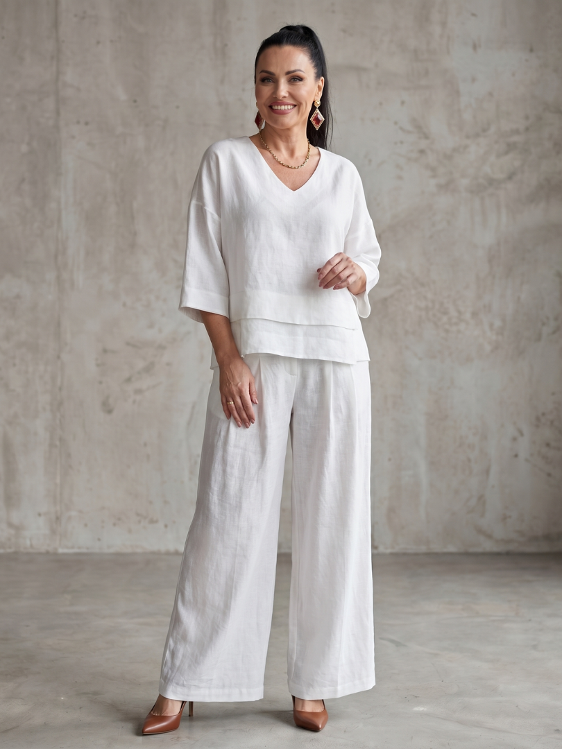 Damen-Set im Lagenlook mit weitem Bein
