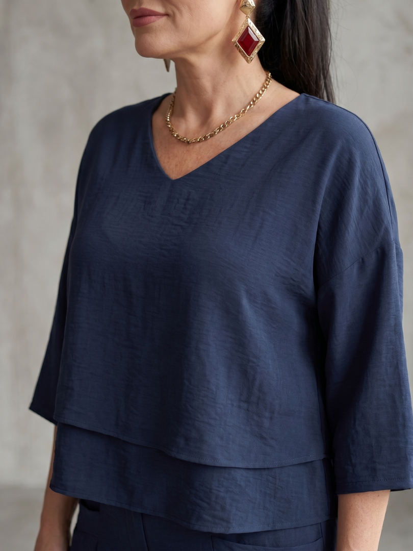 Damen-Set im Lagenlook mit weitem Bein