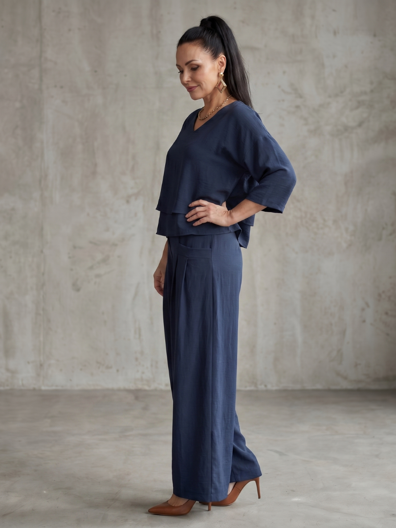 Damen-Set im Lagenlook mit weitem Bein