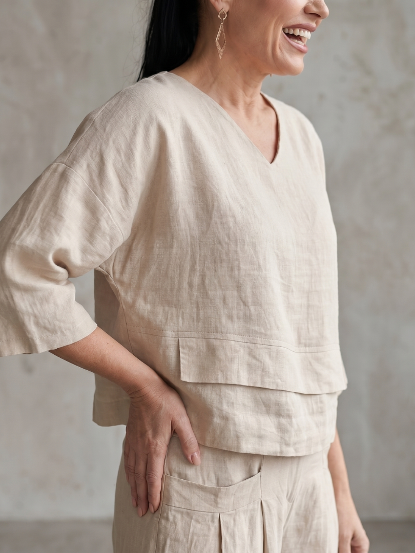 Damen-Set im Lagenlook mit weitem Bein