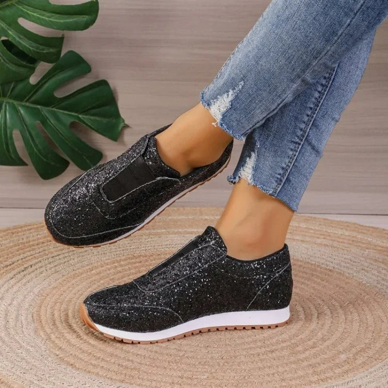 Damen-Slip-On-Glitzersneaker