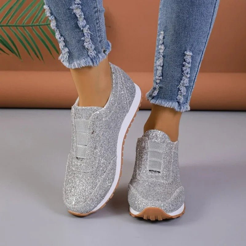 Damen-Slip-On-Glitzersneaker