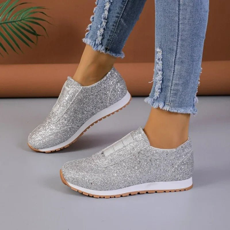 Damen-Slip-On-Glitzersneaker