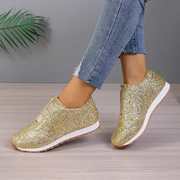 Damen-Slip-On-Glitzersneaker