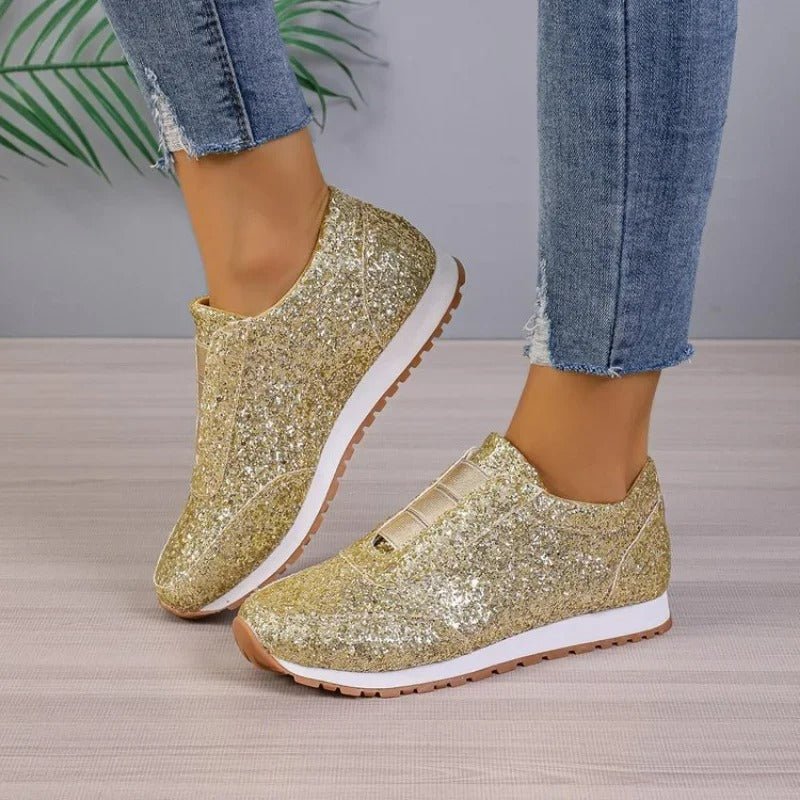 Damen-Slip-On-Glitzersneaker