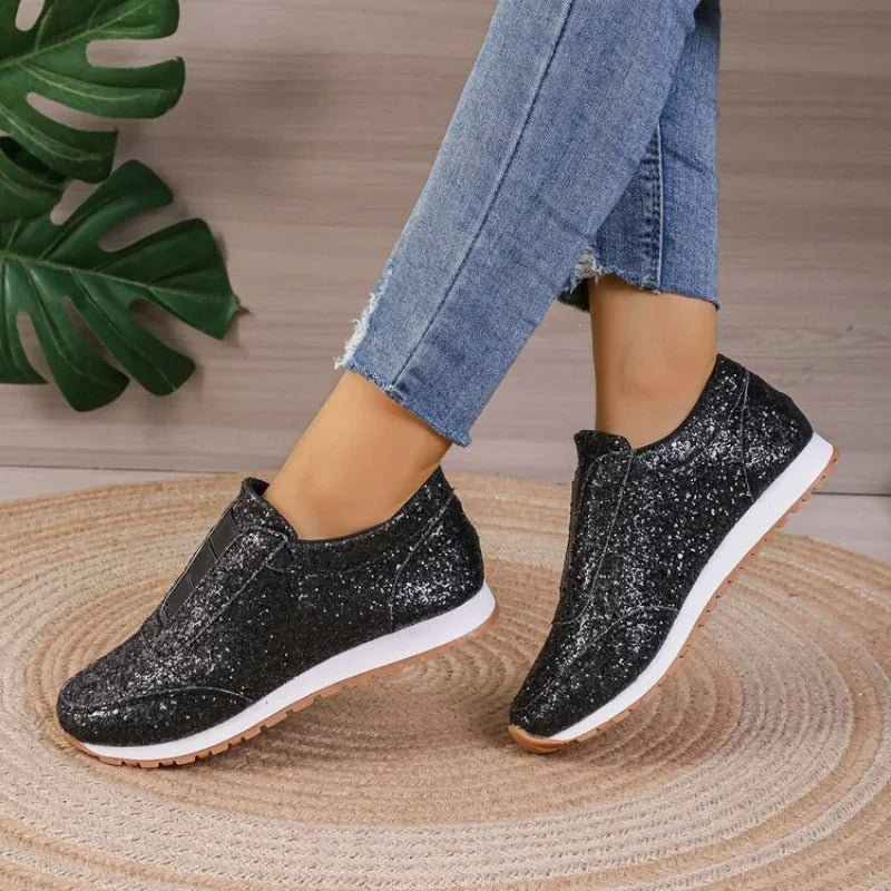 Damen-Slip-On-Glitzersneaker