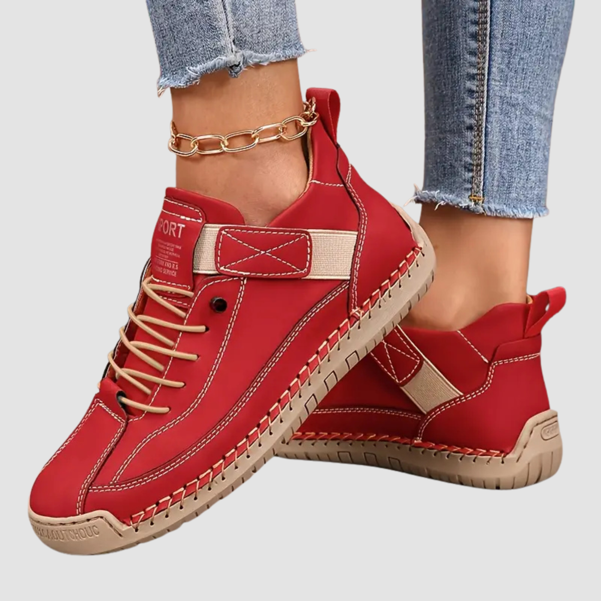 Damen-Sneaker mit orthopädischer Sohle und Elastikeinsätzen