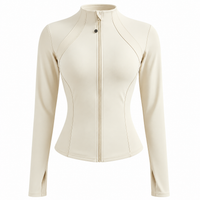 Damen-Sportjacke im Slim Fit aus dehnbarem Polyester und Elasthan – langärmlige Trainingsjacke mit Reißverschluss für Laufen, Yoga und Fitness