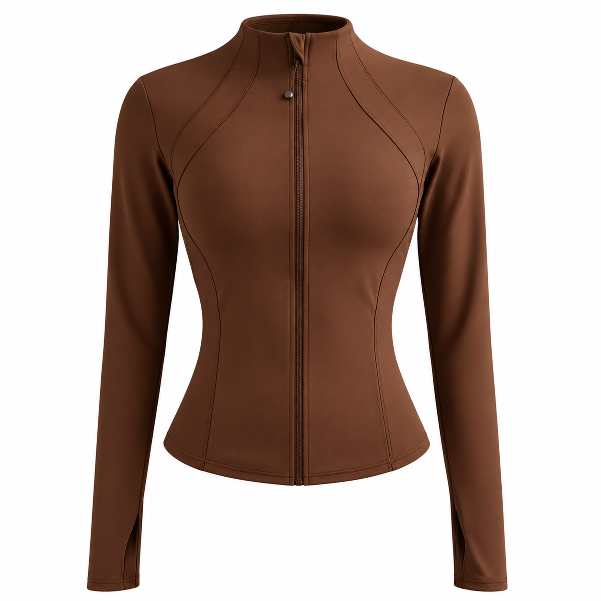 Damen-Sportjacke im Slim Fit aus dehnbarem Polyester und Elasthan – langärmlige Trainingsjacke mit Reißverschluss für Laufen, Yoga und Fitness