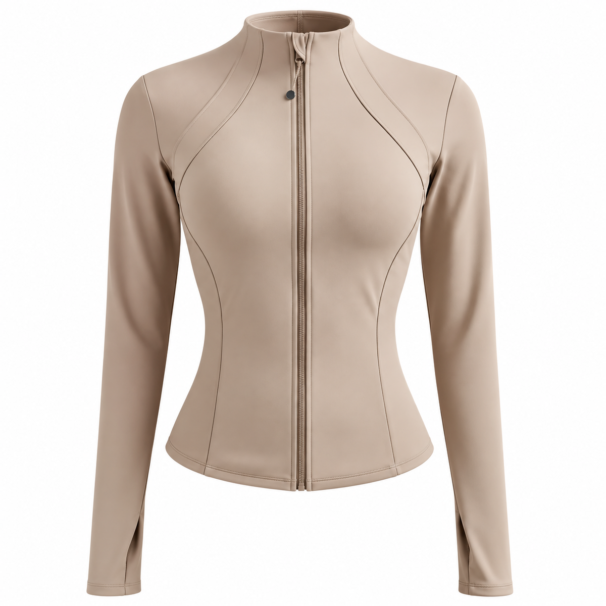 Damen-Sportjacke im Slim Fit aus dehnbarem Polyester und Elasthan – langärmlige Trainingsjacke mit Reißverschluss für Laufen, Yoga und Fitness