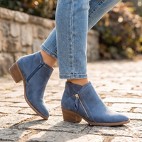 Damen-Stiefeletten aus Wildleder mit Blockabsatz | Fußgewölbeunterstützung | Reißverschluss
