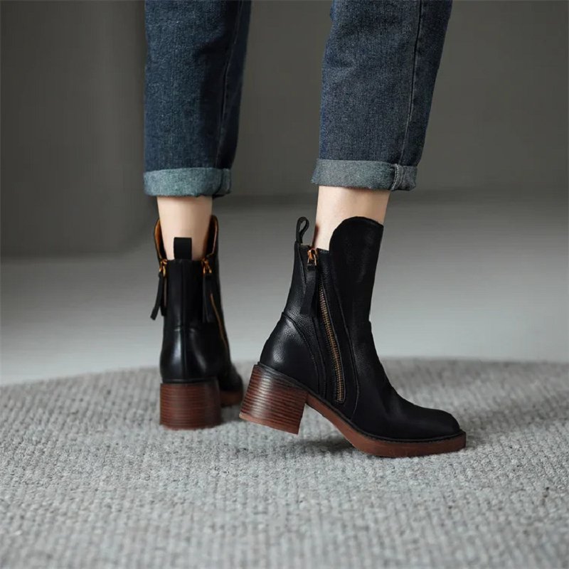 Damen-Stiefeletten mit Blockabsatz
