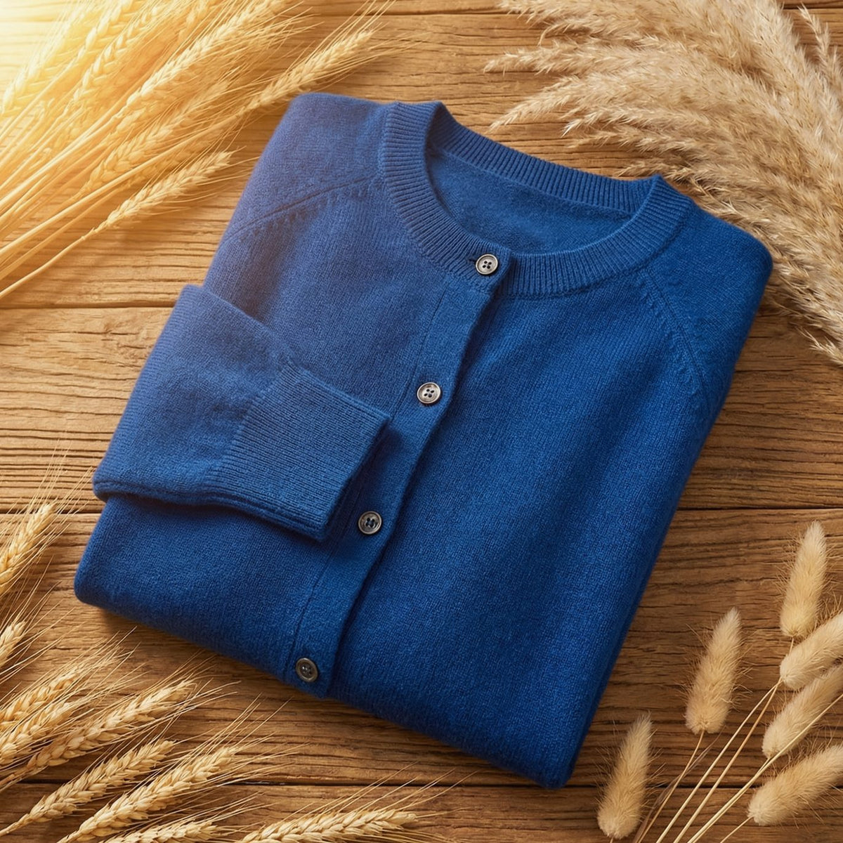 Damen-Strickjacke aus Merinowolle mit langen Ärmeln und Knopfleiste