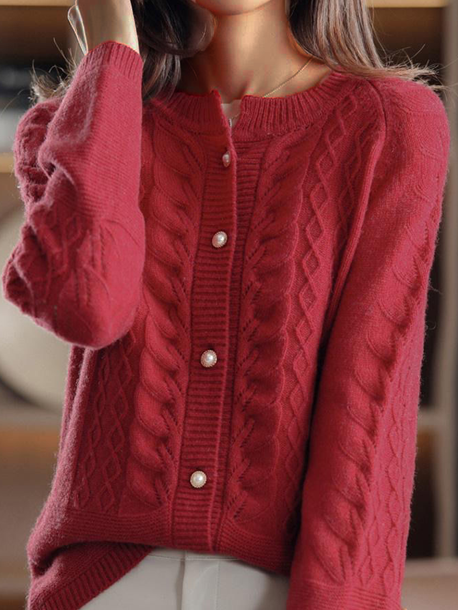 Damen-Strickjacke mit Zopfmuster