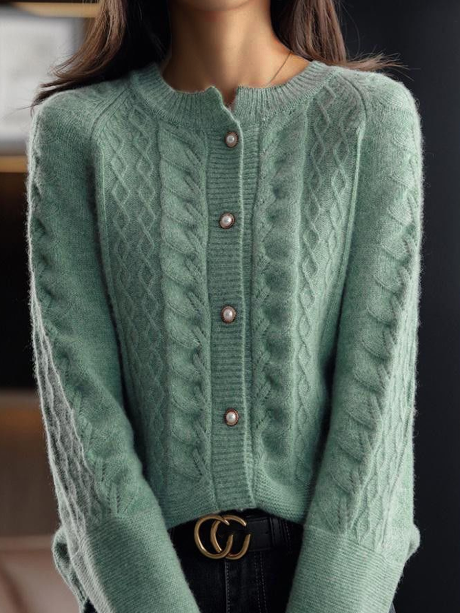 Damen-Strickjacke mit Zopfmuster