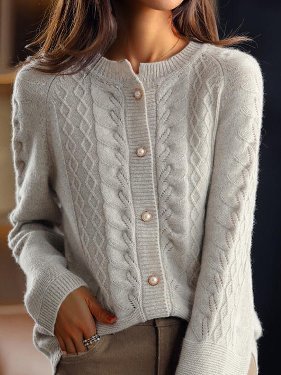 Damen-Strickjacke mit Zopfmuster