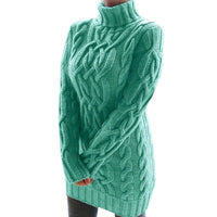 Damen-Strickkleid mit Rollkragen und Zopfmuster