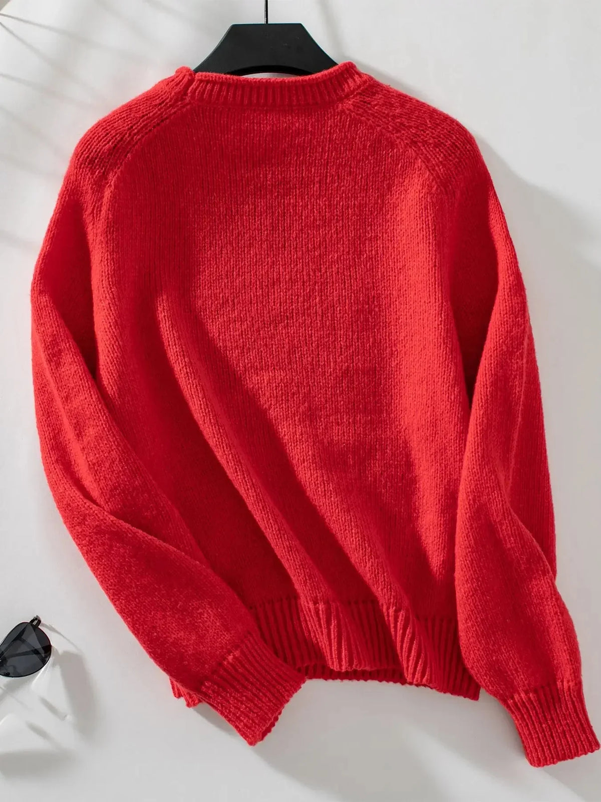 Damen-Strickpullover aus Acryl mit Rundhalsausschnitt und Weihnachtsbaummuster – reguläre Passform für kühle Tage