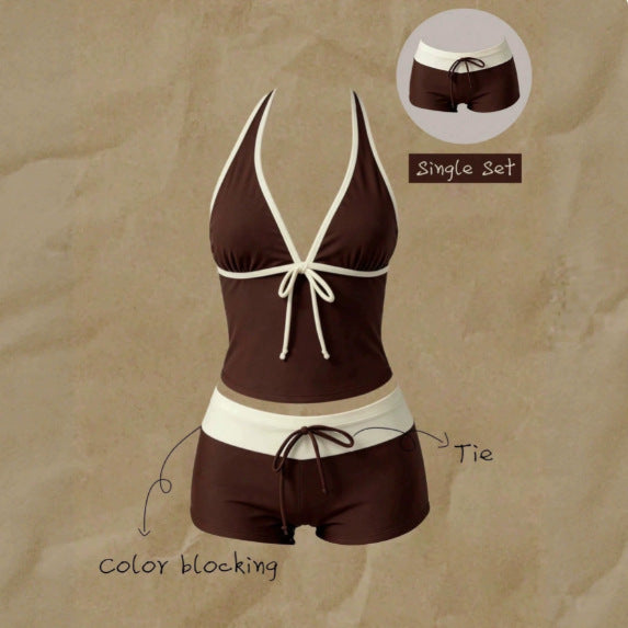 Damen-Tankini mit Polka Dots und verstellbarem Neckholder