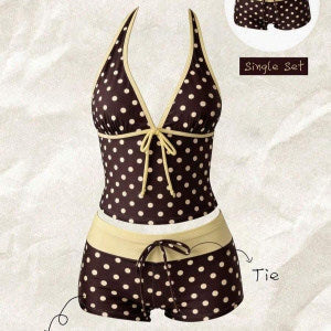 Damen-Tankini mit Polka Dots und verstellbarem Neckholder