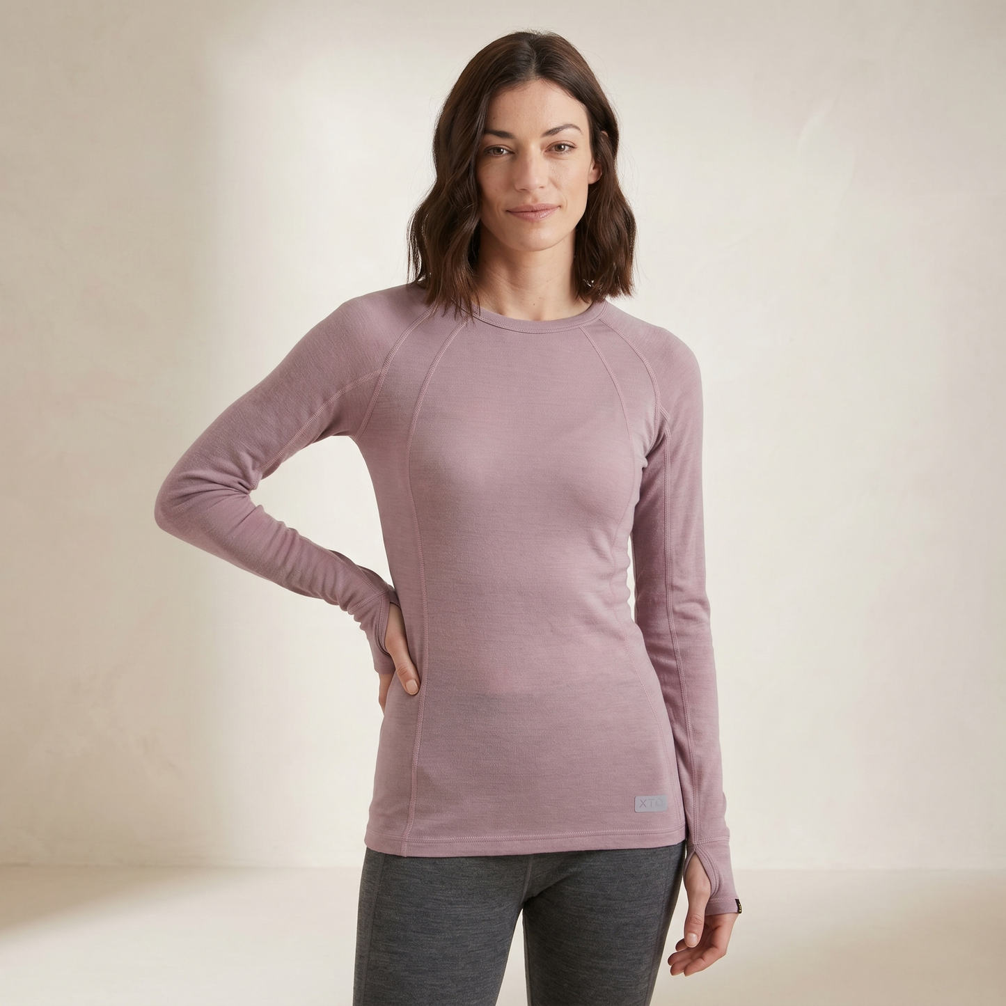 Damen-Thermo-Langarmshirt aus Merinowolle | Atmungsaktiver Base Layer | Rundhalsausschnitt