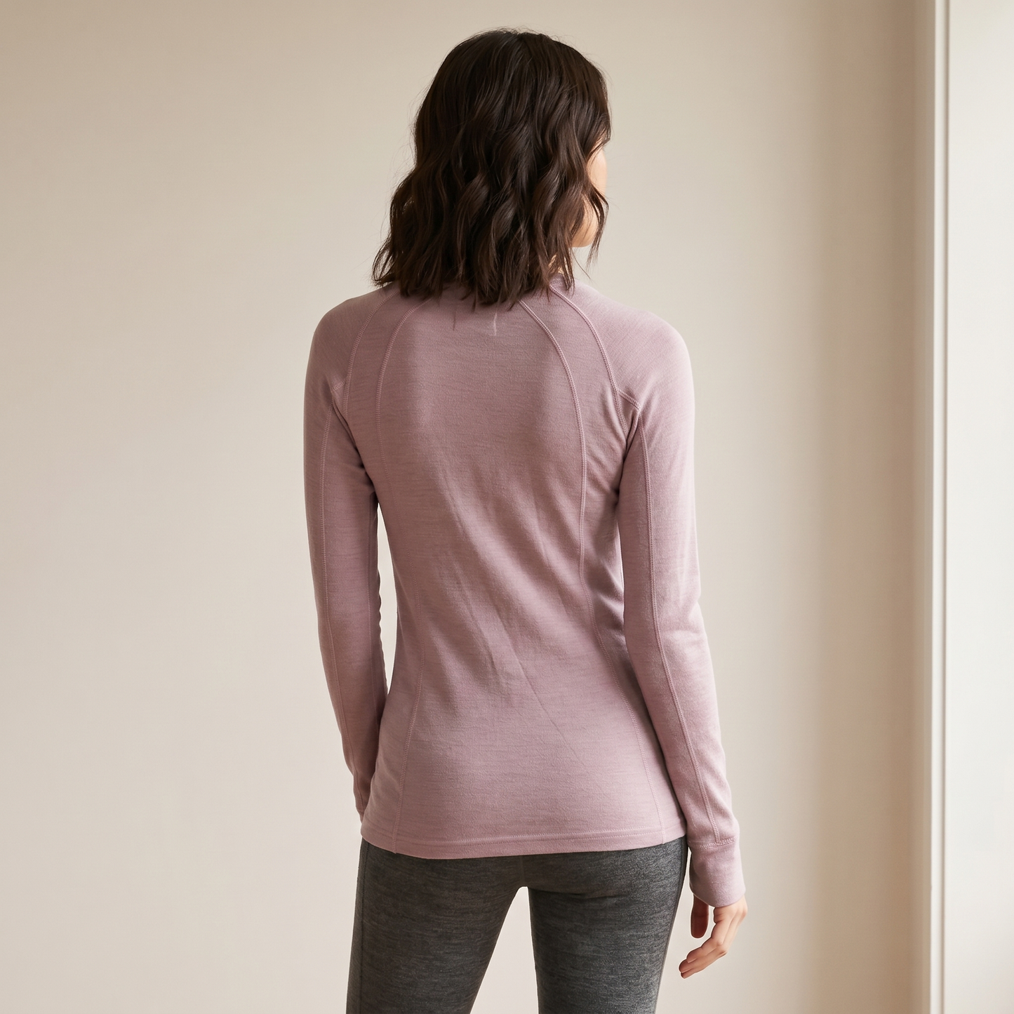 Damen-Thermo-Langarmshirt aus Merinowolle | Atmungsaktiver Base Layer | Rundhalsausschnitt