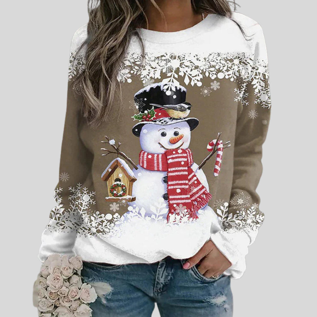 Damen-Weihnachtssweatshirt mit Schneemann