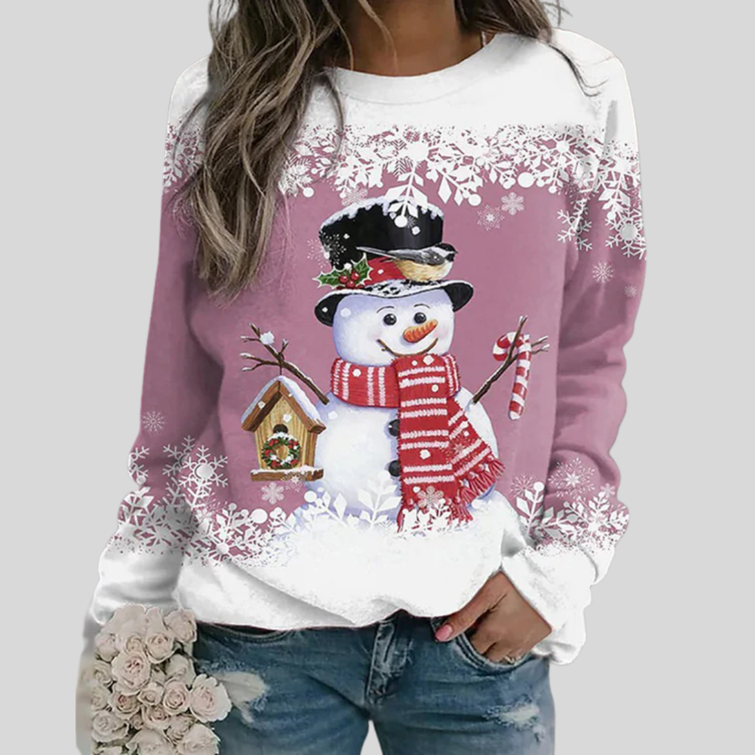 Damen-Weihnachtssweatshirt mit Schneemann