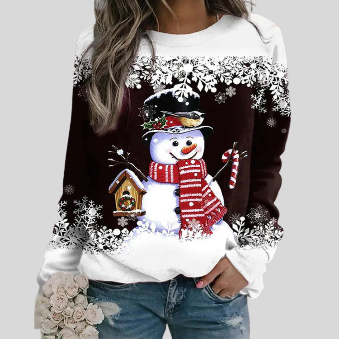 Damen-Weihnachtssweatshirt mit Schneemann