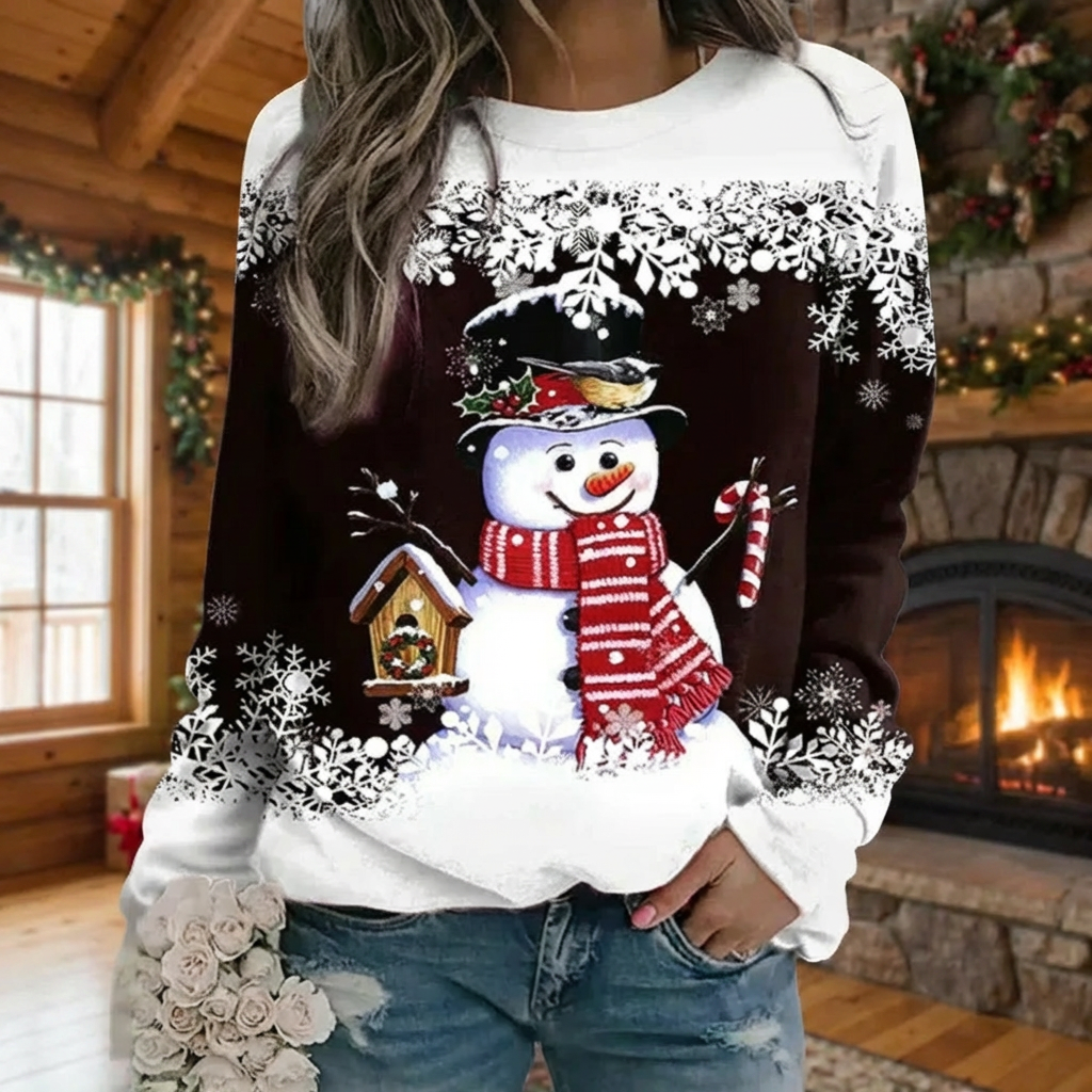 Damen-Weihnachtssweatshirt mit Schneemann