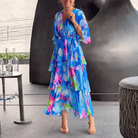 Damen-Wickel-Midikleid mit V-Ausschnitt
